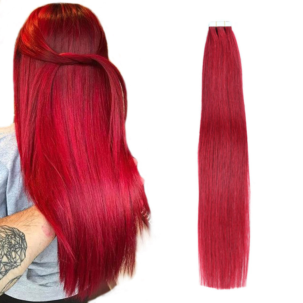 Pure Beauty Hair & Makeup - Tape In Echthaarverlängerungen, gerade, nahtloser Hautschuss,
