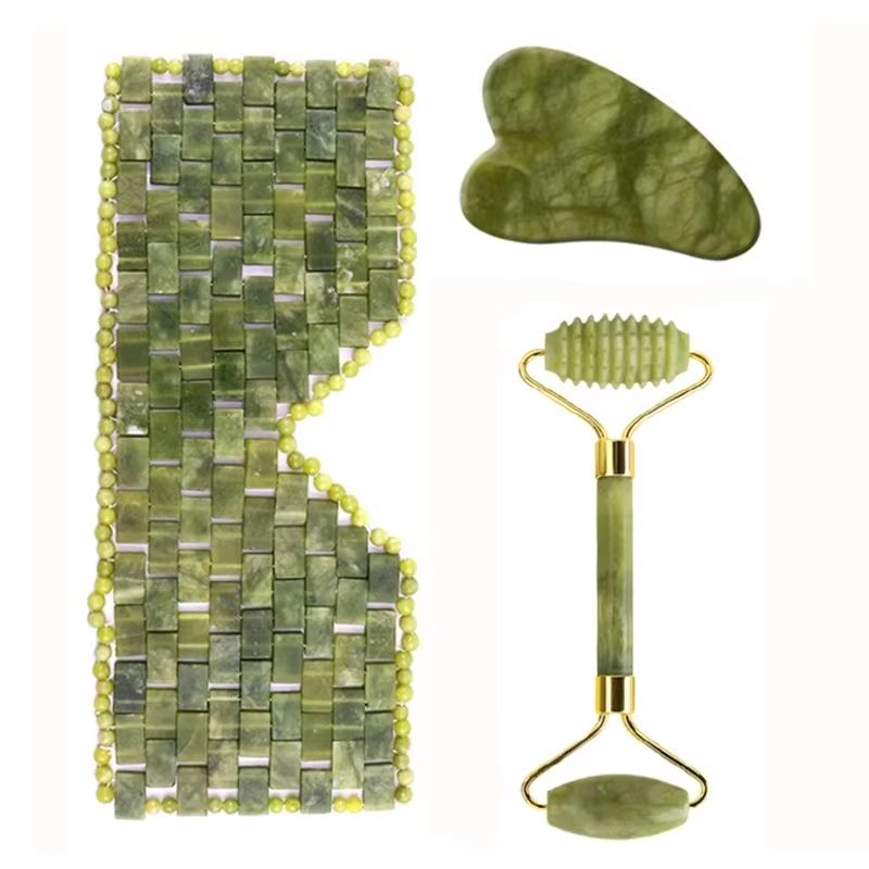 Jade Roller Gua Sha - Jade-Augenmaske Gesichtsmassagegerät Naturstein Gua Sha Schaber