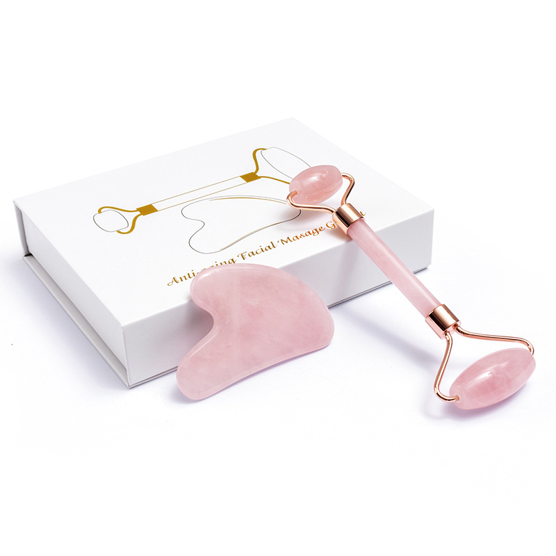 Jade Roller Gua Sha - Natürliche Rose Quartz Jade Roller Gua