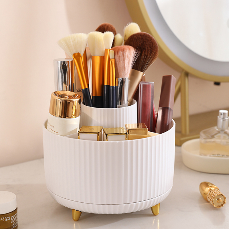 Beauty Makeup Desk - 1 Stück 360 ° Rotierende Make-up-Pinselhalter-Aufbewahrungsbox,