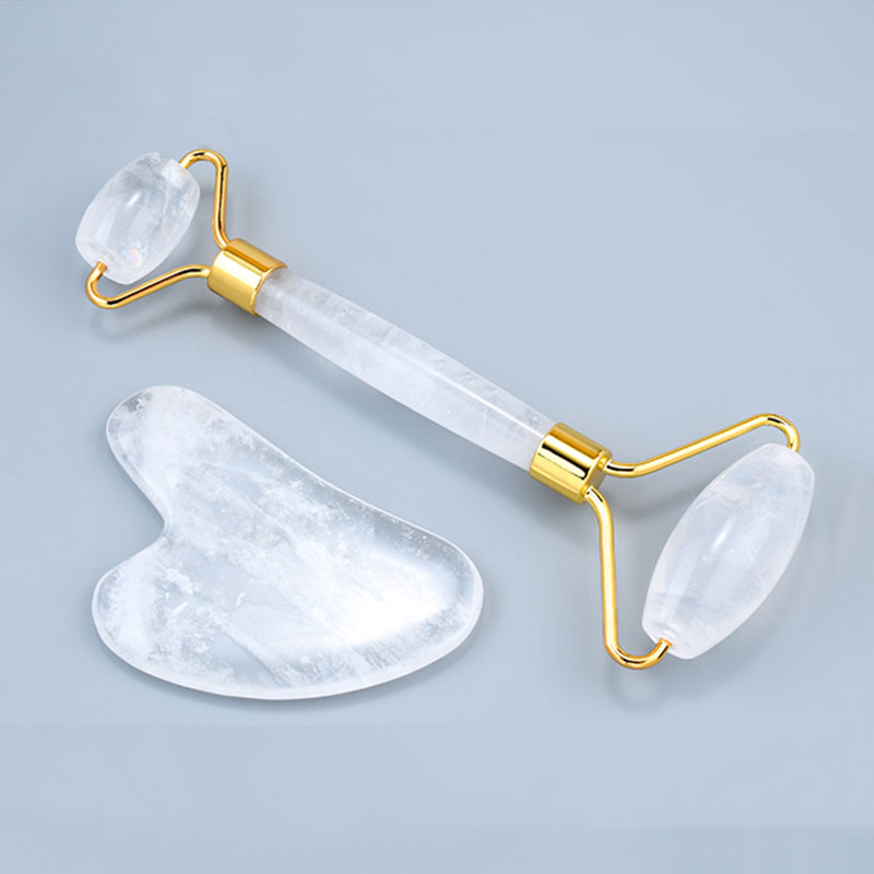 Jade Roller Gua Sha - Natürliche Weiße Kristall Gesicht Massage Roller