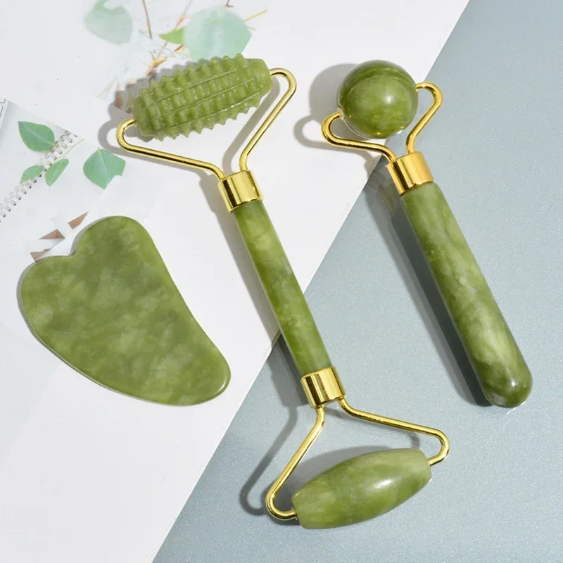 Jade Roller Gua Sha - Natürlicher Jade-Roller für Gesicht und Körper,