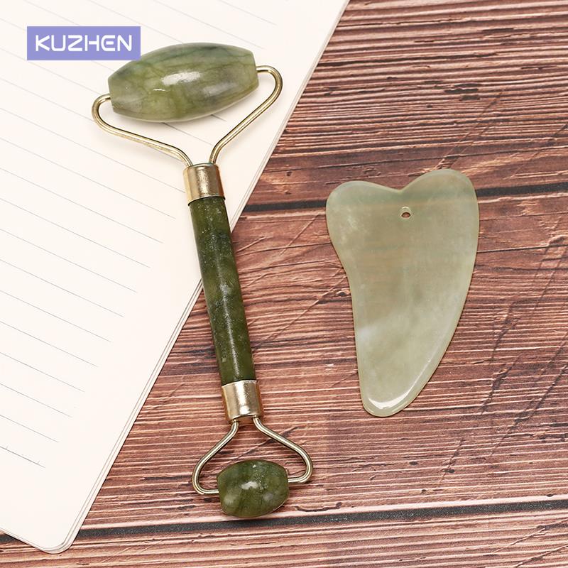 Jade Roller Gua Sha - Gesichts Roller Natürliche Jade Quarz Gesicht