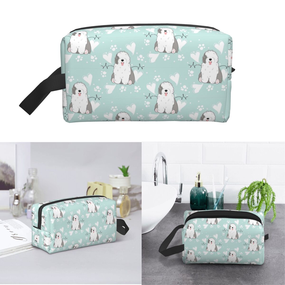 Beauty Love Makeup - Love Old English Sheepdog Make-up-Tasche, Kosmetik-Organizer,
