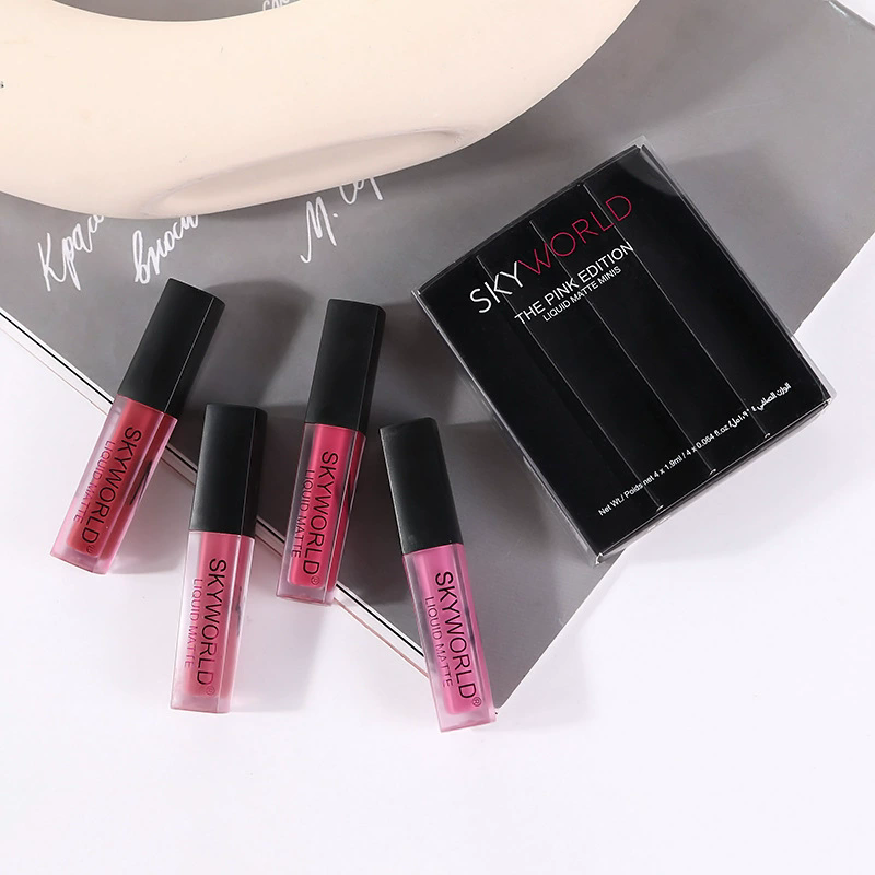 Huda Beauty Makeup Set - 4-teiliges Lippenstift-Set, matt, Lipgloss, wasserdicht, Lippenglasur,