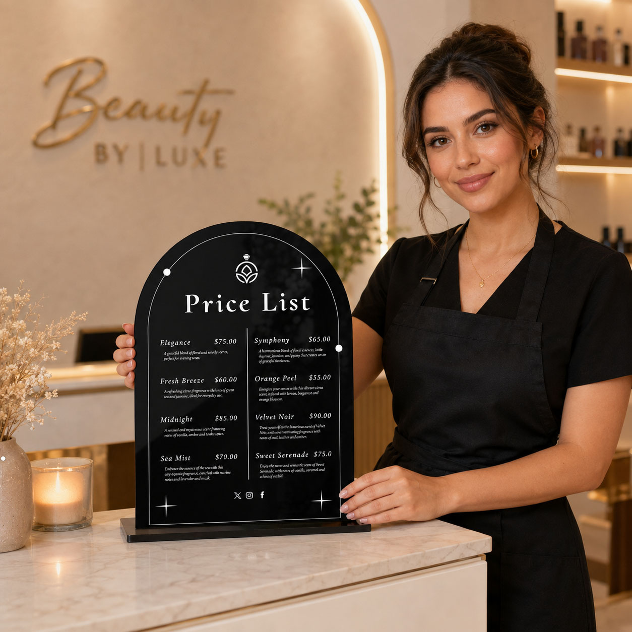 Maßgefertigtes Acryl-Preisschi – Beauty Makeup List Bewertung und Preis